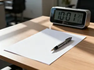 Dokumenty prawa pracy i kalendarz z zaznaczoną datą na biurku, symbolizujące planowanie urlopu wypoczynkowego.