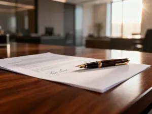 Biurko z kalkulatorem, dokumentami i formularzem medycznym, symbolizujące profesjonalne rozliczanie zwolnienia lekarskiego.