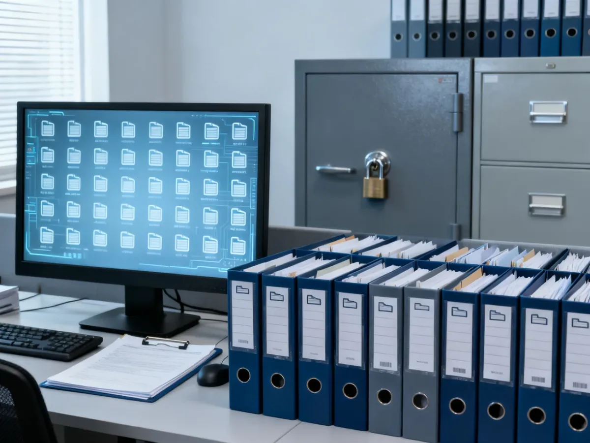 Uporządkowane papierowe i elektroniczne akta pracownicze w bezpiecznym archiwum