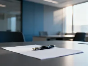 Otwarte biurko z kalendarzem i notatnikiem, symbolizujące planowanie urlopu w profesjonalnym środowisku pracy.