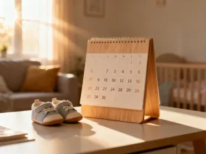 Eleganckie biurko z otwartym kalendarzem i piórem, symbolizujące planowanie i organizację czasu pracy.