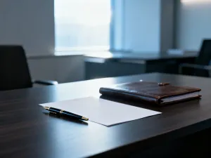 Puste pismo urzędowe z piórem wiecznym na biurku, symbolizujące formalne przygotowanie do podpisania umowy o pracę.